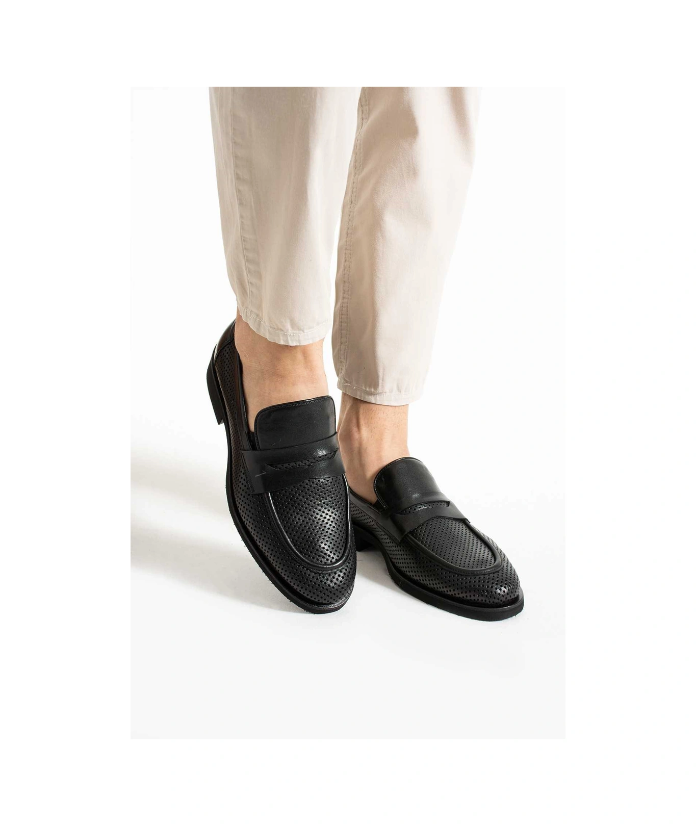 Bestello Bağcıksız Zımbalı Eva Taban Loafer 331-666 Erkek Ayakkabı Siyah
