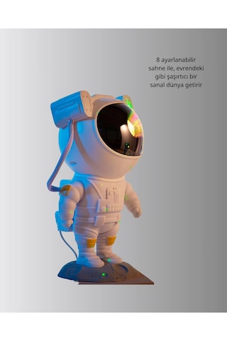 Astronot Yıldız Projeksiyon Lambası 8 Efektli Uzaktan Kumandalı Gece Işığı Açık Lacivert 89628757