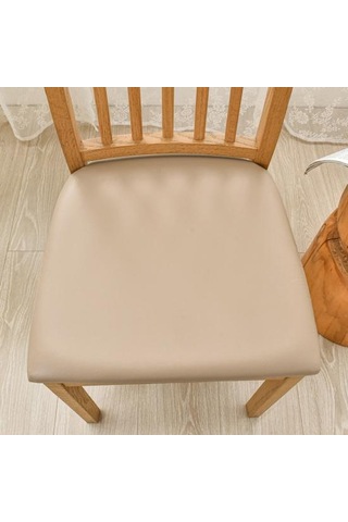 Sandalye Kılıfı Su Geçirmez Yüksek Elastikiyet Suni Deri Kaymaz Kolay Kurulum Koltuk Koruyucu Siyah