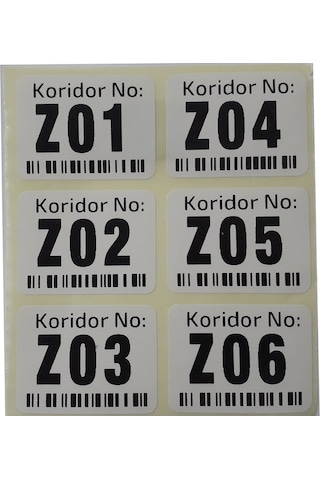 Sayı Etiketi Alfanümerik Sayı, Numara Etiketi A001'den A100'e