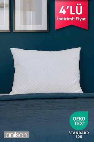 4'lü Klimalı Ortopedik Yastık - Yumuşak Ve Hava Kanallı 50x70 Cm, 700 Gr Premium Silikon Beyaz