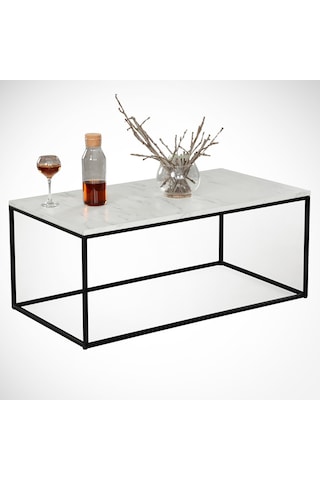 Cosco Beyaz Mermer Orta Sehpa Metal & Orta Masa Marmo/Metal Ayak