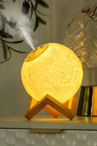 Renkli Ay Işığı Gece Lambası Ve Hava Oda Nemlendirici Ultrasonik Buhar Dekoratif Gece Lambası