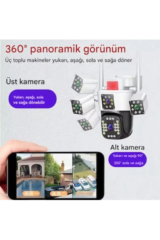 360 Derece 10x Zoom 3 Ekranlı Hd Gece Görüş Kamerası Dış Mekan