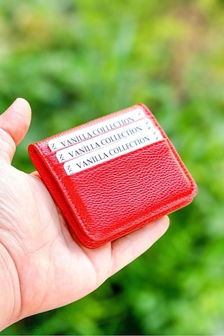 Vanilla Collection Süper Ince Ergonomik Deri Yeni Nesil Kartlık Cüzdan Portföy Kırmızı Kırmız
