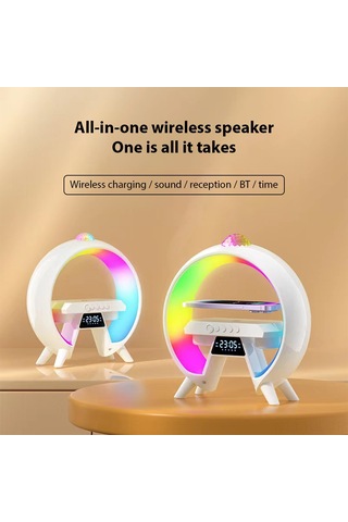 Gajeena G66 Multifonksiyonlu Bluetooth Hoparlör: Renkli Işık Efekti, Saat Gösterimi, Konuşma Fonksiyonu, Kablosuz Şarj Ve Taşınabilir Karaoke