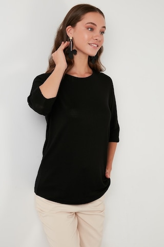 Lela Truvakar Kol Bisiklet Yaka Basic Pamuklu Bayan Bluz 5863589 Siyah