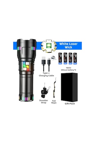 F.b.ı Pro F-3002 Tg Led Gece Şeritli Type-c Şarjlı El Feneri Siyah