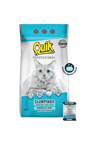 10lt Marsilya Sabunlu Bentonit Topaklaşan Kokusuz Kedi Kumu 10 Lt - Koku Giderici Hediyeli