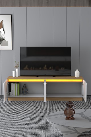 Bohem 180 Cm Ledli Tv Ünitesi Ceviz - Beyaz