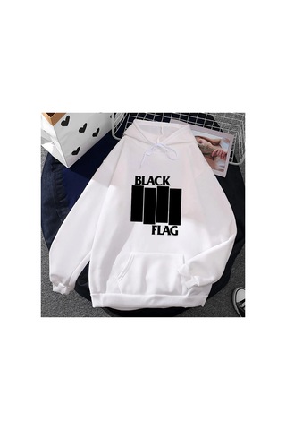 Tarzsokak Beyaz Unisex Siyah Bayrak Bant Baskı Giyim Punk Rock Tarzı Sokak Nedensel Rahat Ka