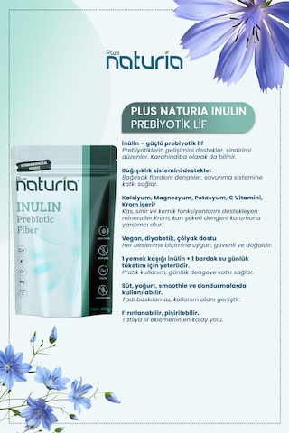 Plus Naturia İnülin Prebiyotik Lif Vegan, Glutensiz, C Vitamini Takviyeli 400g