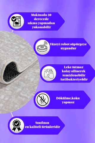 Lüle Halı Düz Renk Kaymaz Taban Yolluk Halı Bnynkremka2