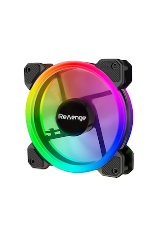 Revenge Siyah 12cm Sabit Yanan Rainbow Kasa Fanı Molex Bağlantılı Led Bilgisayar Fanı