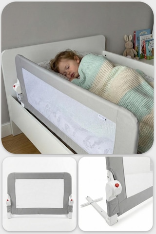 Wellgro Littles 83 48 CM Yatak Bariyeri, Çocuk Yatak Korkuluğu Gri