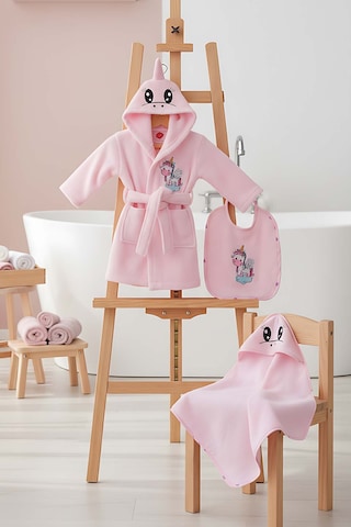 Unicorn Pembe %100 Pamuk Bebek Banyo Seti 0 - 24 Ay