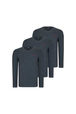 Üçlü Set T8587 Dewberry V Yaka Erkek Sweatshırt-antrasit-antrasit-antrasit Antrasit-antrasit-antrasit