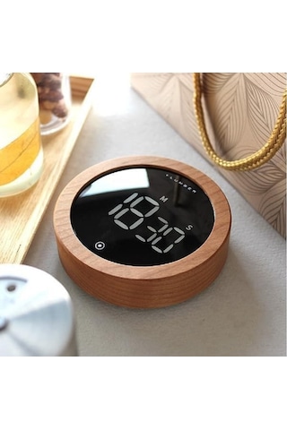 Ahşap Tasarımlı Dijital Timer Ve Kronometre Led Ekranlı Geri Sayım Sayacı Zamanlayıcı Mutfak Timerı Ders Çalışma Pomodoro Spor Ve Fitness Kronometresi Dokunmatik Kullanım Modern Dekoratif Tasarım