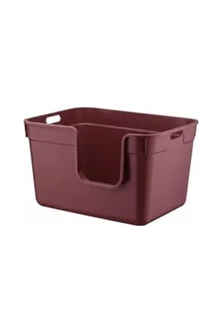 Yarı Açık Bordo Kedi Tuvaleti 54x40x32 Cm, Rahat Kullanım Açık Ahşap