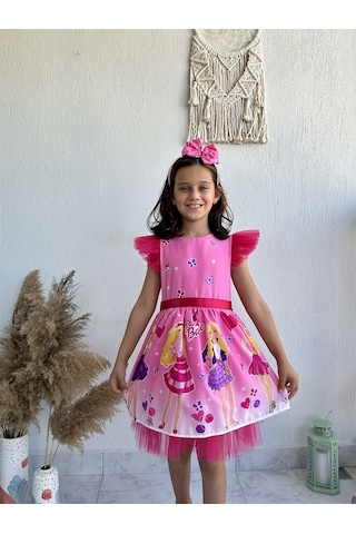 Barbie Kız Çocuk Elbisesi - Pembe