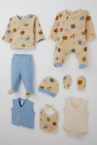 Breeze Erkek Bebek Hastane Çıkışı 8 Li Sevimli Hayvancıklar Desenli 0-3 Ay, Bej Bej