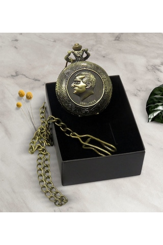 Denacci Atartürk Kabartmalı 47 MM Vintage Köstekli Cep Saati