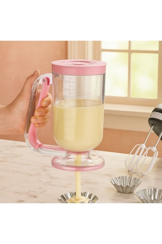 Pankek Dağıtıcı Hamur Porsiyonlayıcı Şekillendirici 900 Ml Dökme Aparatı Pembe