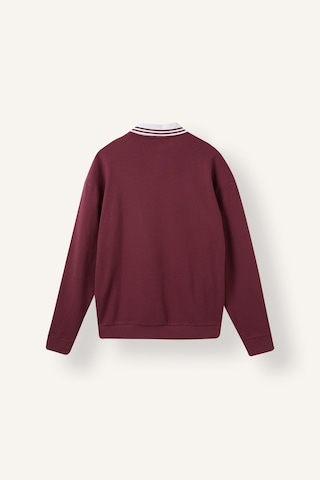Defacto Boxy Fit Çizgili Polo Yaka Baskılı Waffle Sweatshirt H8778ax26aubr170 Bordo-br170