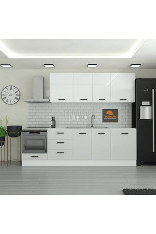 260 Cm Mutfak Dolabı Mdf Kapak Tezgah Dahil Yrkn260 100 Gümüş