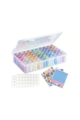 Springsun Beyaz Akrilik Bölmeli Depolama Kutusu - Renkli Çember Stickerli, Bölmeleri Ayrılabilir, İlaç, Kozmetik Ve Küçük Eşyalar İçin Organize Edici Kutular 60 Adet Beyaz