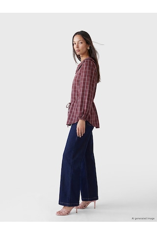 Lcw Everyday Bordo Ekose Modal Karışımlı Kadın Gömlek Tunik