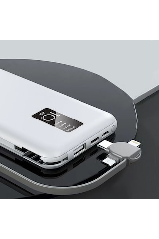 Zore PW-05 Hızlı Şarj Led Göstergeli Micro Lightning Type-C Kablolu Taşınabilir 10000 mAh Powerbank