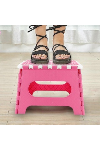 Bloomnest Kalın Plastik Katlanır Tabure, Gelişmiş Masaj Sandalyesi, 29x22x22cm, Pembe Altın-siyah, Taşınabilir, Çocuklar İçin Altın - Siyah