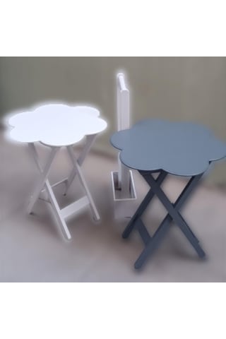 Çanta Zigon Sehpa Papatya Model İkili Takım Ahşap Mdf Beyaz Ve Gri Renk Uyum Kutu Sevk El Yapım