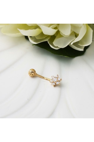 Bilezikci Papatya Model 14 Ayar Altın Göbek Piercing Vaad33056 Sarı