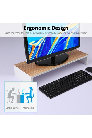 Kangvka Ahşap Monitör Yükseltici Ayak: Klavye Saklama Bölgesi, 30kg Yük Taşıma, Kolay Kurulum - Siyah