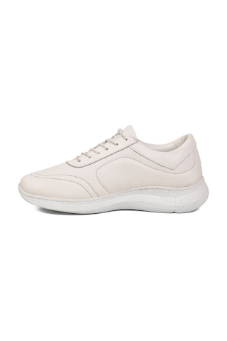 Voyager Beyaz Hakiki Deri Hafızalı Taban Lastik Bağcıklı Kadın Casual Ayakkabı Sneaker 8439 Z