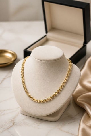 Burgu Model Gold Renk Pirinç 60 Cm Kadın Kolye - 14k Altın Rengi Kaplama