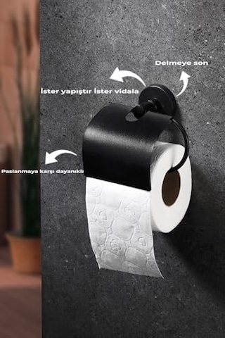 Yapışkanlı Siyah Geniş Kapaklı Tuvalet Kağıtlığı Wc Kağıtlık Tuvalet Kağıdı Askısı 000 Açık Krem
