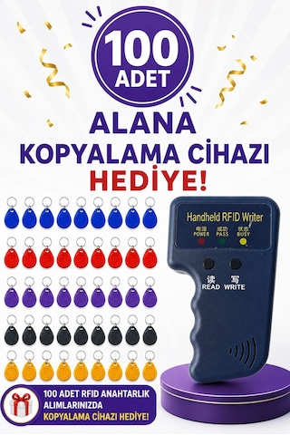 Sarkey Sr-602 H-r Yazılabilir, Kopyalanabilir 125 Khz Proximity Anahtarlık Keyfob Göstergeç Karışık Renkler 100 Adet + 1 Adet Rfıd Kopyalama Cihazı Hediyeli