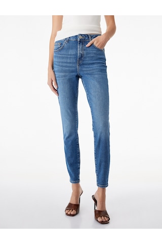 Koton Yüksek Bel Pamuklu Düğmeli Dar Paça Skinny Denim Pantolon - Skinny Push Up Fit Jean Orta İndigo 6sal40192md