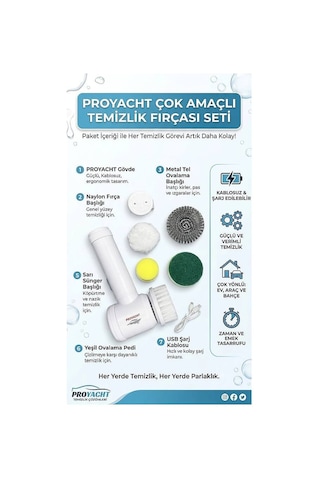 Şarjlı 5 Başlıklı Otomatik Temizleme Fırçası Evimdeyokyok