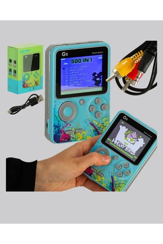G5 Taşınabilir Retro Game Box 500 Oyunlu Şarjlı Mini Oyun Konsolu Çok Renkli