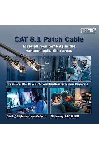 Cat 8.1 Ultra Hızlı Ethernet Kablo 1 Metre S/ftp 40gbps / 2000 Mhz