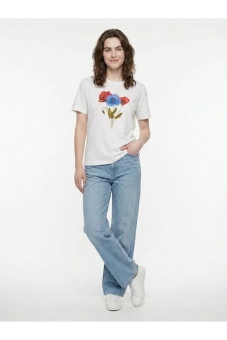 Regular Fit Beyaz Kadın T-shirt Lf2042631 Beyaz