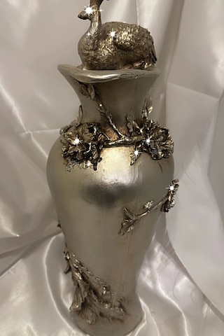 Tavuskuşu Vazo El İşi Siyah