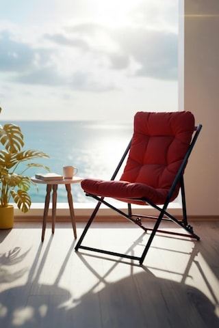 Napper Katlanabilir Kırmızı Şezlong - Su Geçirmez Kumaş, Metal İskelet, Balkon Ve Bahçe Sandalyesi Diğer