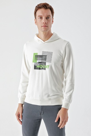 Morven Erkek Beyaz Trend Kapüşonlu Sweat-shirt Beyaz