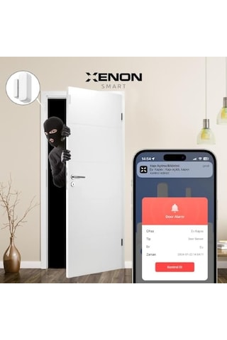 Xenon Smart Akıllı Kapı Ve Pencere Sensörü Kablosuz Mobil Uygulama Denetimli Wi-fi Ev Güvenlik Sistemi Google Home/alexa Uyumlu Pencere Kontağı X7502