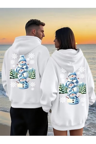Nevermind Kardan Adam Sevgili Kombini Hoodie Unisex Oversize Kapüşonlu Sw Beyaz